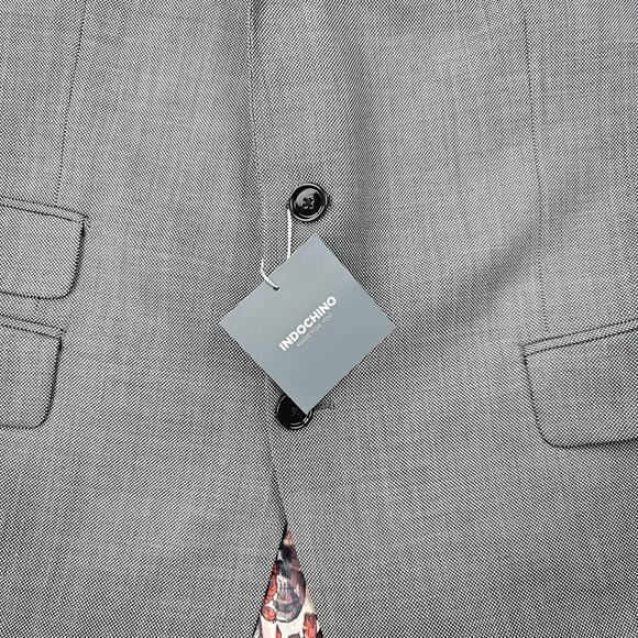 Indochino Blazer Mens 46 Gray Newbury Skull Lining Wool Jacket Timeless Classic - Picture 8 of 16